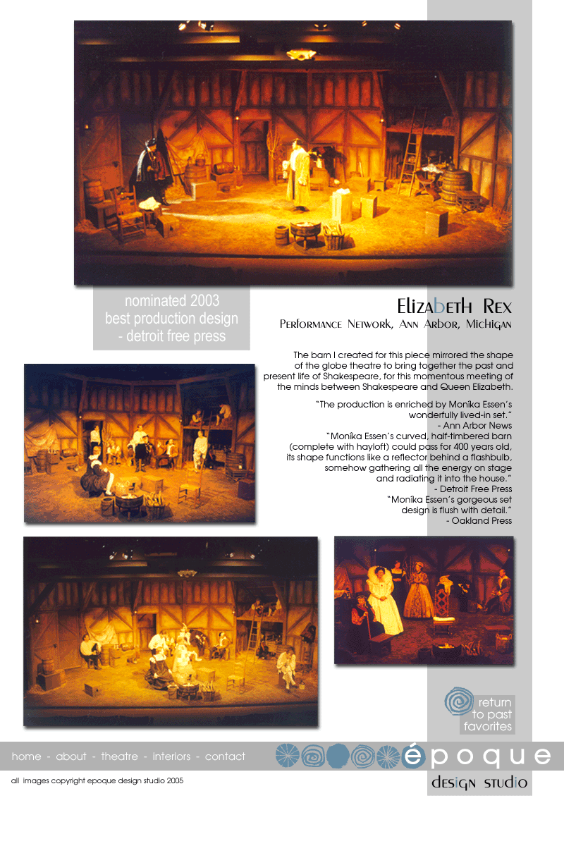 Scenic Design for the play Elizabeth Rex